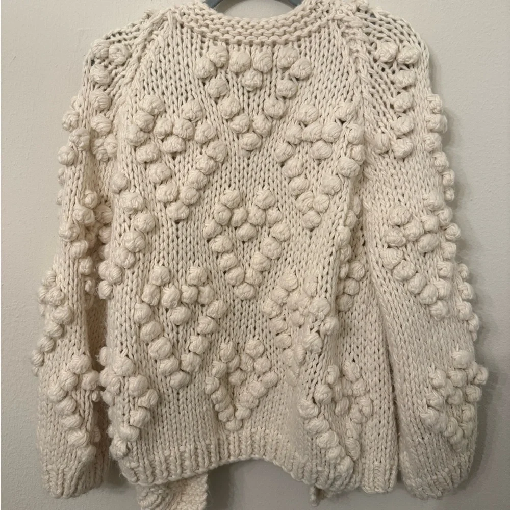 Chicwish Ivory Chunky Pom-Pom Knit Cardigan - Picture 4 of 5